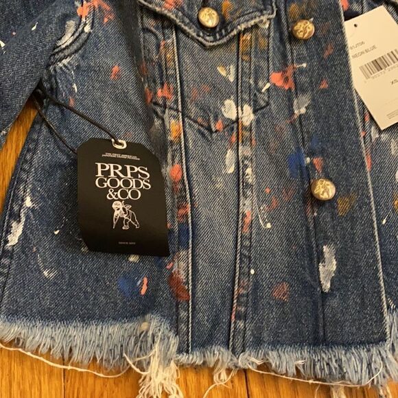 PRPS print splatter cropped Jean jacket M - Picture 7 of 8